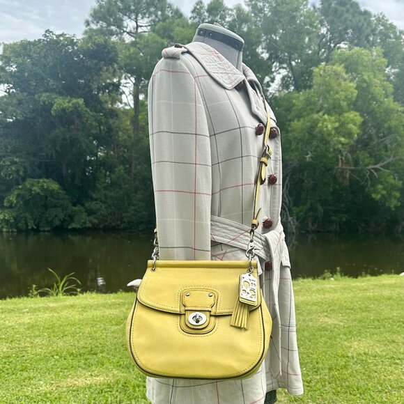 COACH 70th Anniversary Legacy Stripe Yellow Leather & Silver Willis19132 - Picture 2 of 16